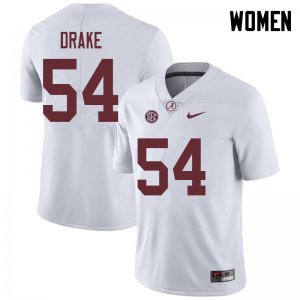 NCAA Women's Alabama Crimson Tide #54 Trae Drake Stitched College 2018 Nike Authentic White Football Jersey CY17Y48CC